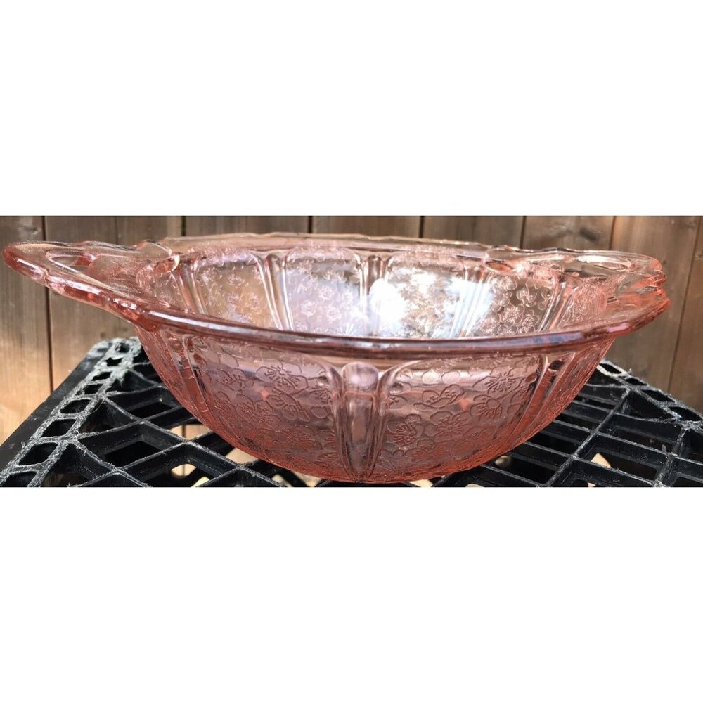 VINTAGE Jeannette CHERRY BLOSSOM PINK - 2 HANDLE BOWL